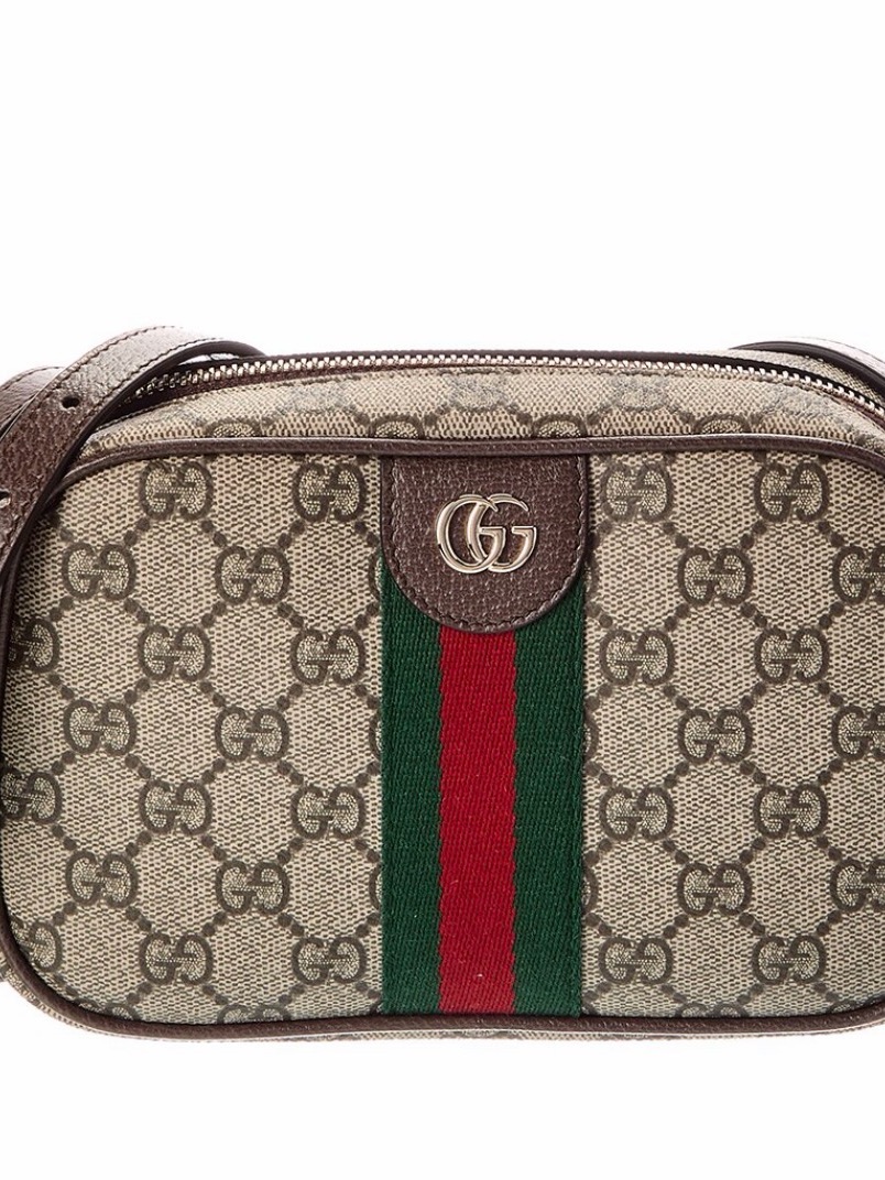 Gucci Ophidia Gg Supreme Canvas Crossbody Bag With Green And Red Web